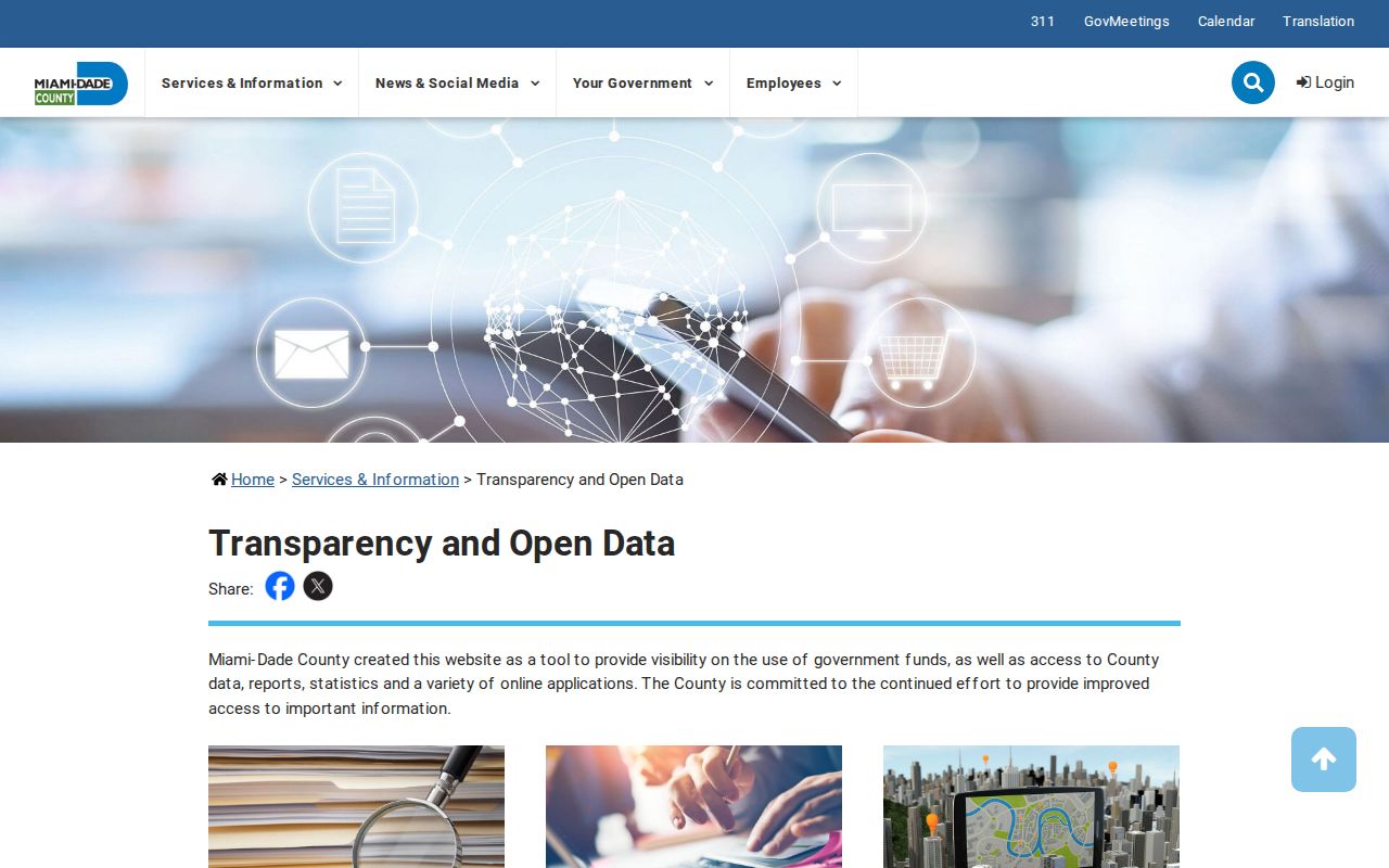 Miami-Dade County transparency page with official public safety record links