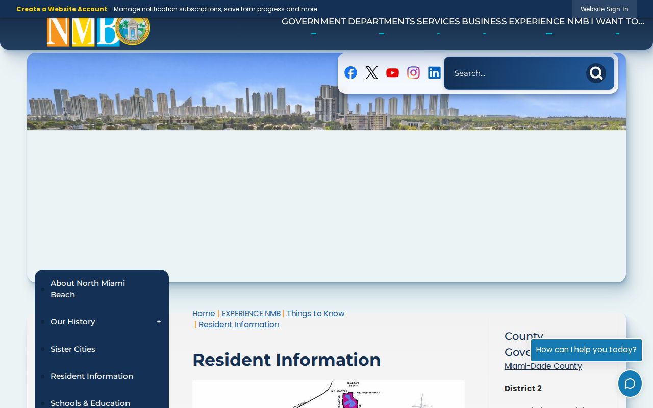 North Miami Beach resident information and neighborhood map