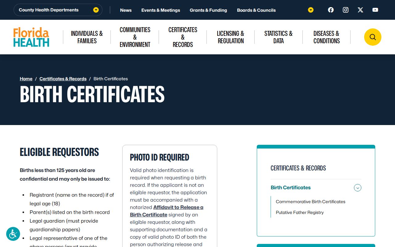 North Miami Beach resident lookup birth record rules