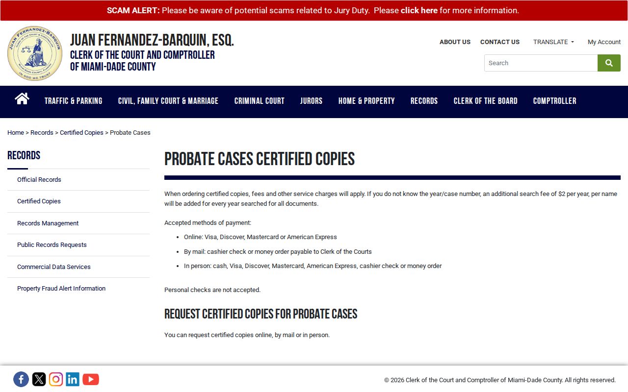 North Miami Beach resident lookup probate records