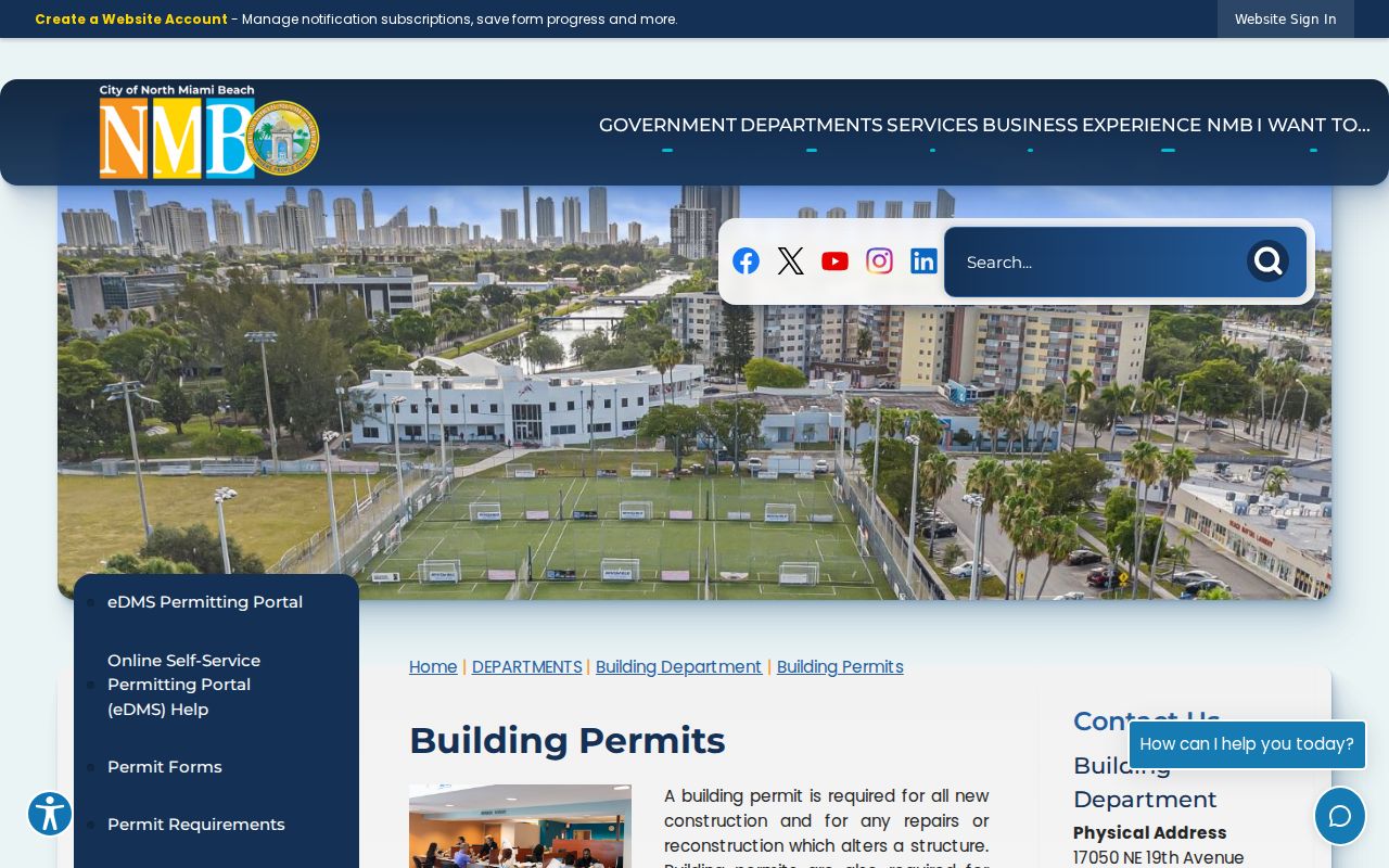 North Miami Beach Building Department permit contacts and record access