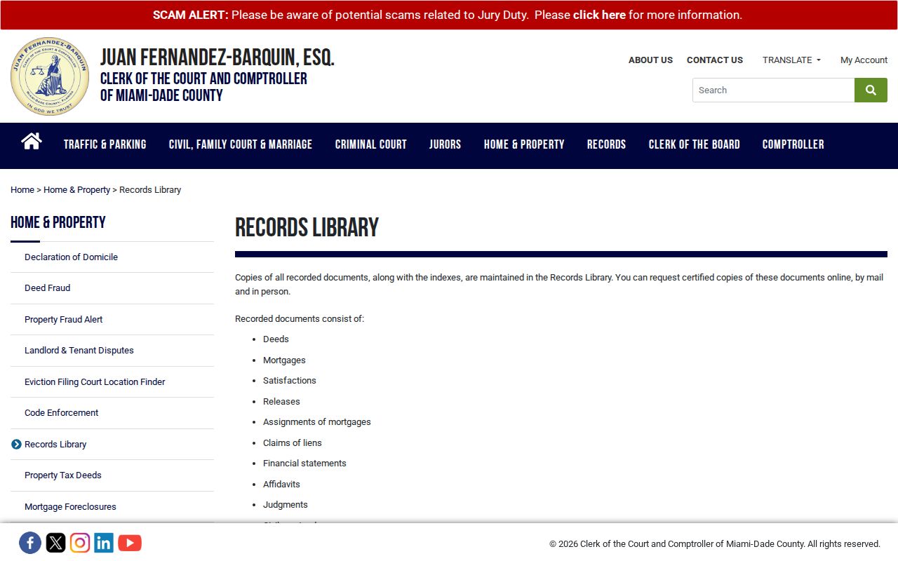 Miami-Dade Records Library options for North Miami Beach deed research