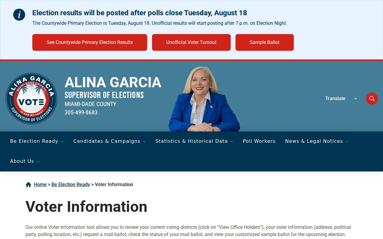 North Miami Beach ZIP code directory Miami-Dade voter information